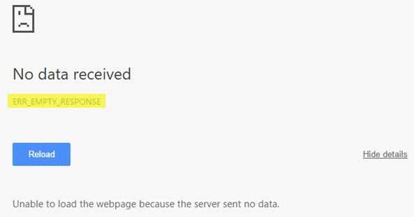 Err empty response сервер разорвал соединение не отправив данные