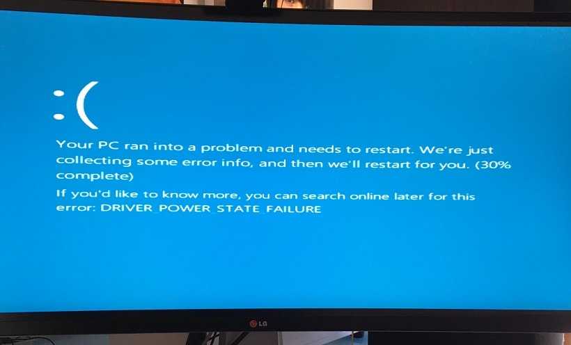 Исправить driver power state failure ошибку windows