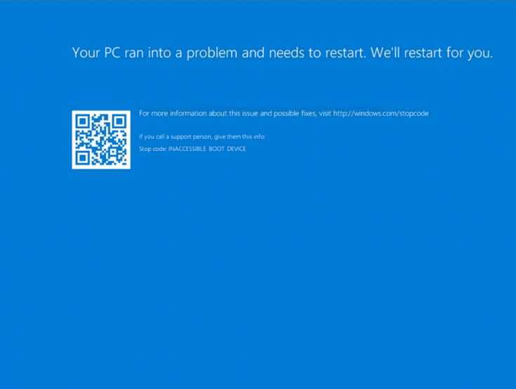 How to fix the inaccessible boot device error in windows 10?