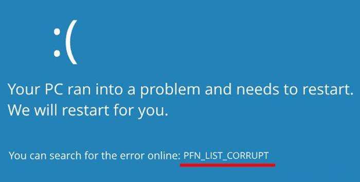 Fix windows 8.1 error pfn_list_corrupt